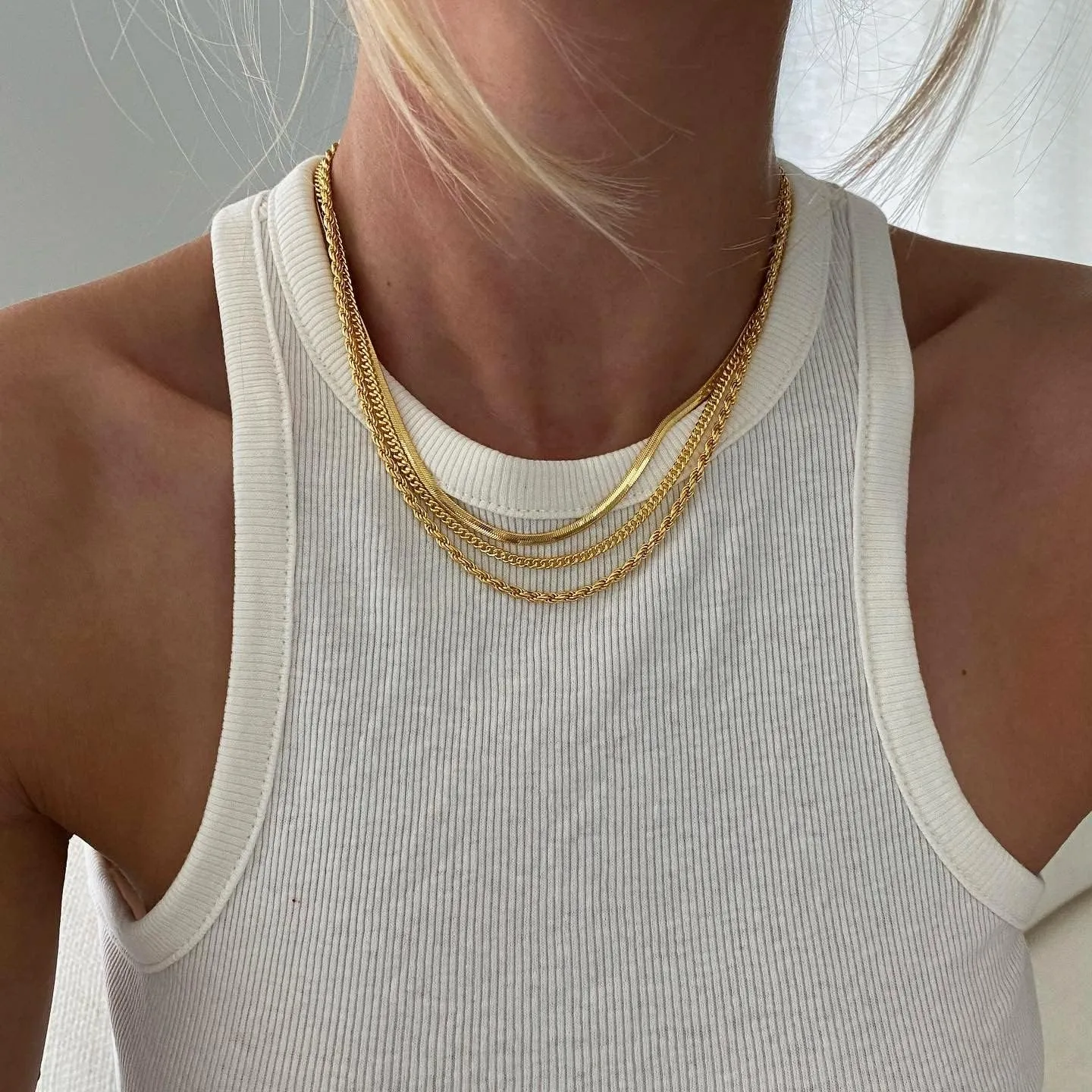 DEARMAY 14K Gold Necklaces for Women, Dainty Gold Herringbone Choker Necklace for Women Thin Layered Chunky Snake Chain Necklaces Jewelry for Teen Gifts