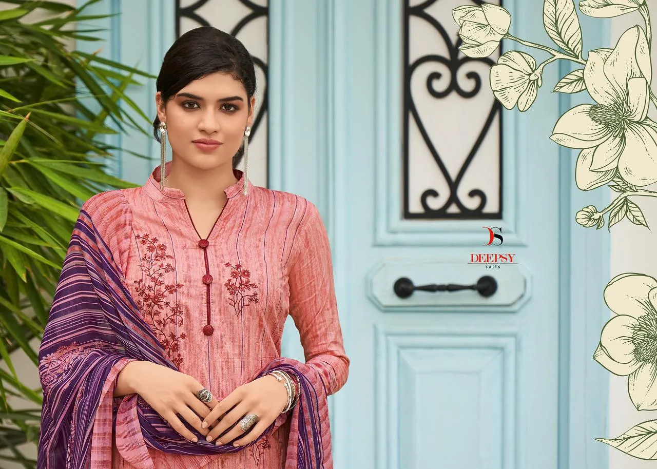 Deepsy Suit Presents Aura Cotton Printed Embroidery Work Casual Wear Salwar Suits