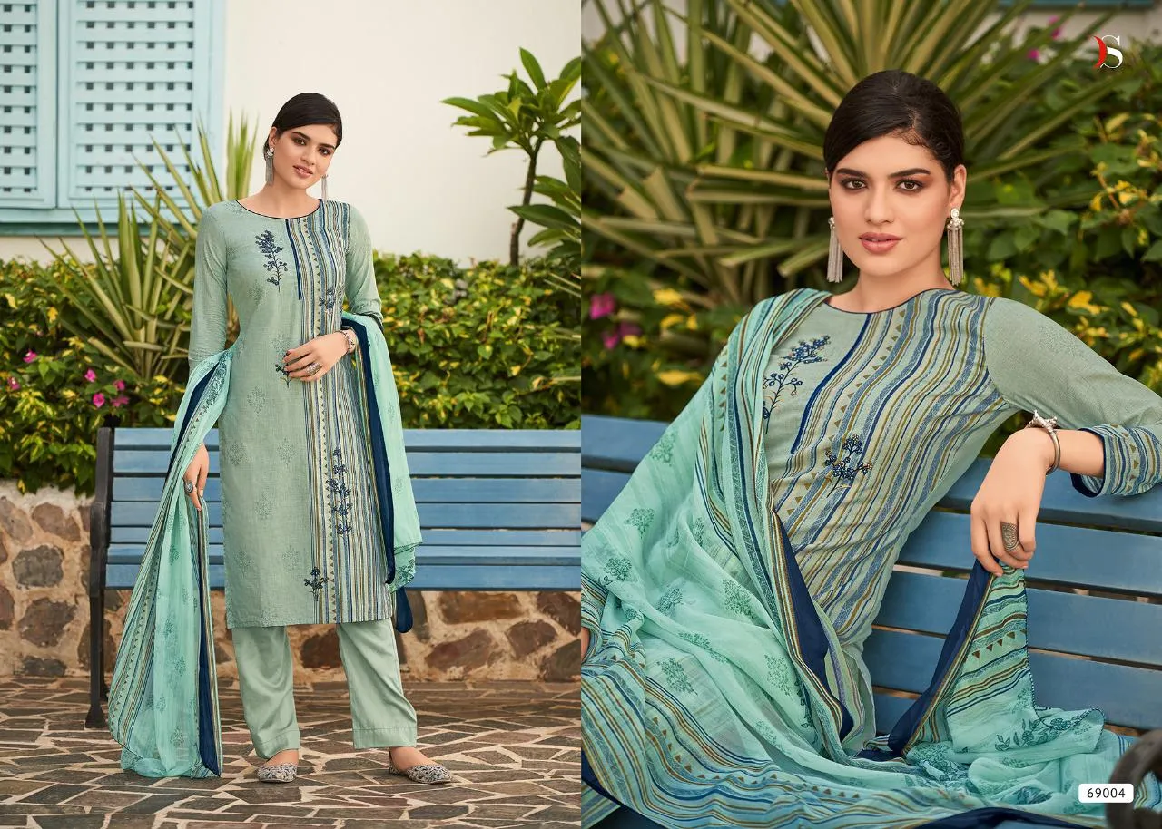 Deepsy Suit Presents Aura Cotton Printed Embroidery Work Casual Wear Salwar Suits
