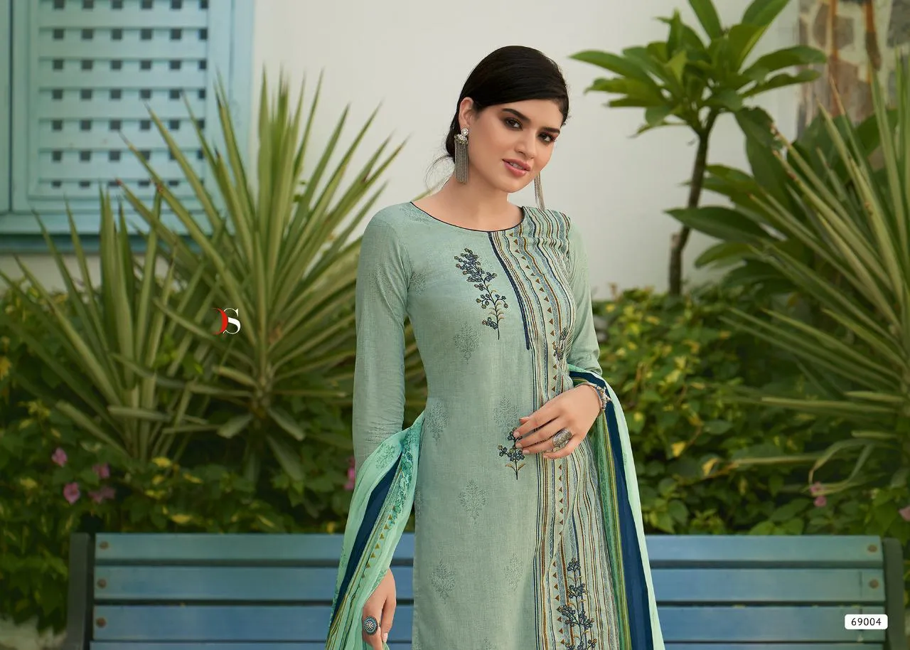Deepsy Suit Presents Aura Cotton Printed Embroidery Work Casual Wear Salwar Suits