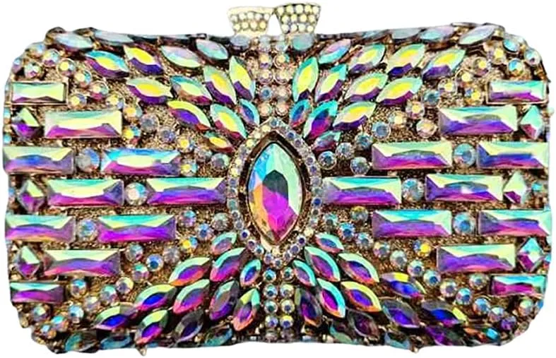 DJBM Women Dazzling Crystal Clutch Handbag Sparkling Deluxe Rhinestone Crossbody Purse for Wedding Party Prom