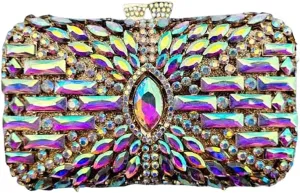 DJBM Women Dazzling Crystal Clutch Handbag Sparkling Deluxe Rhinestone Crossbody Purse for Wedding Party Prom