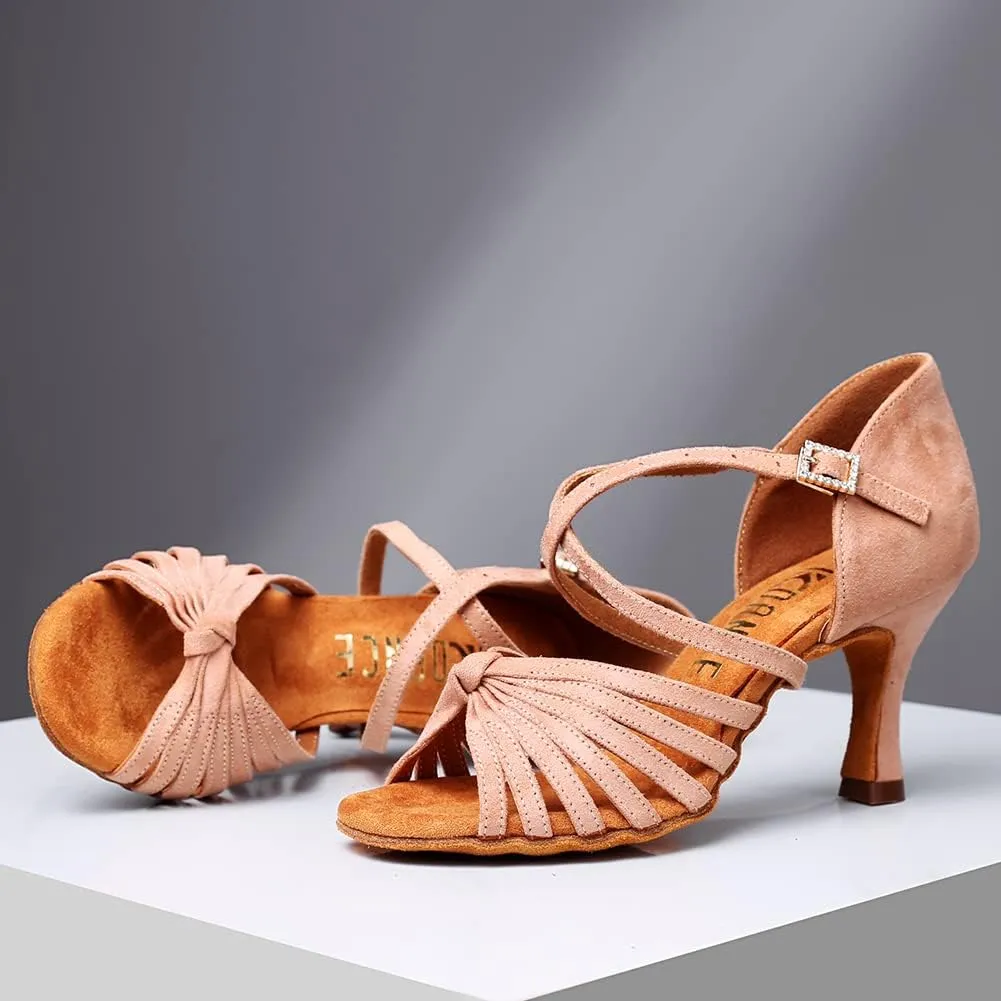 DKZSYIM Women's Latin Dance Shoes Professional Ballroom Salsa Practice Performance Dancing Shoes,Model KC-CL