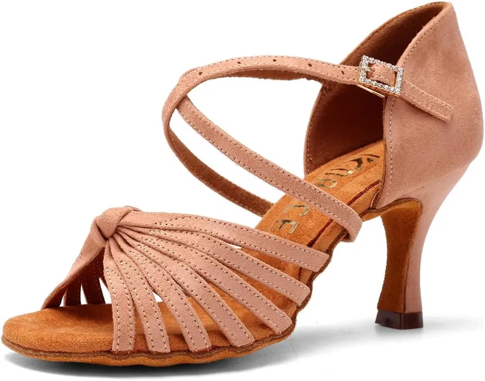 DKZSYIM Women's Latin Dance Shoes Professional Ballroom Salsa Practice Performance Dancing Shoes,Model KC-CL