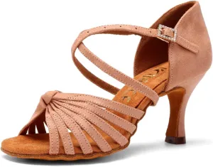 DKZSYIM Women's Latin Dance Shoes Professional Ballroom Salsa Practice Performance Dancing Shoes,Model KC-CL