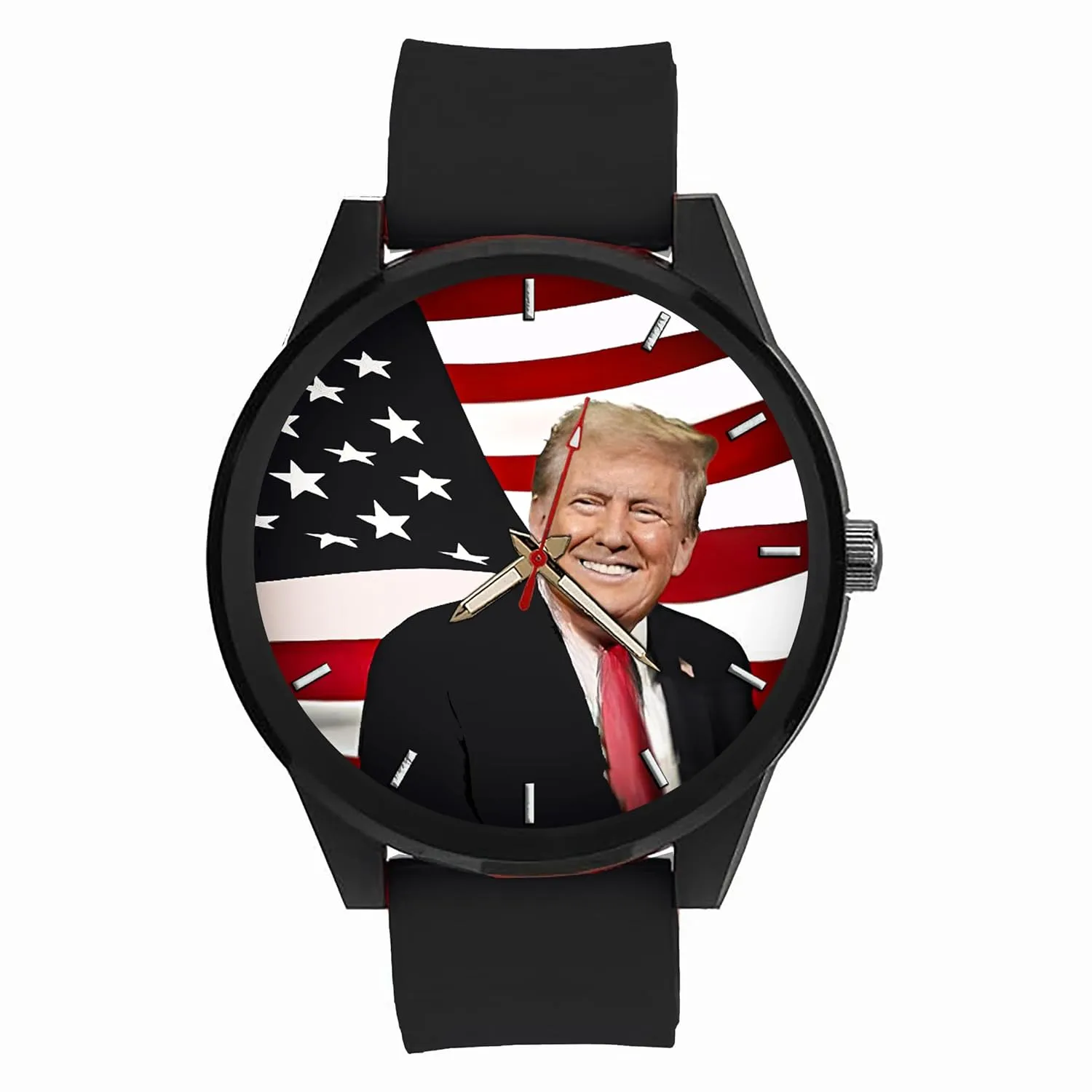 Donald J. Trump Mr. President On The Dial of 40 mm Watch with A Black Leather Strap and Donation to TNC. Beautiful Pinewood Presentation POTUS Case.
