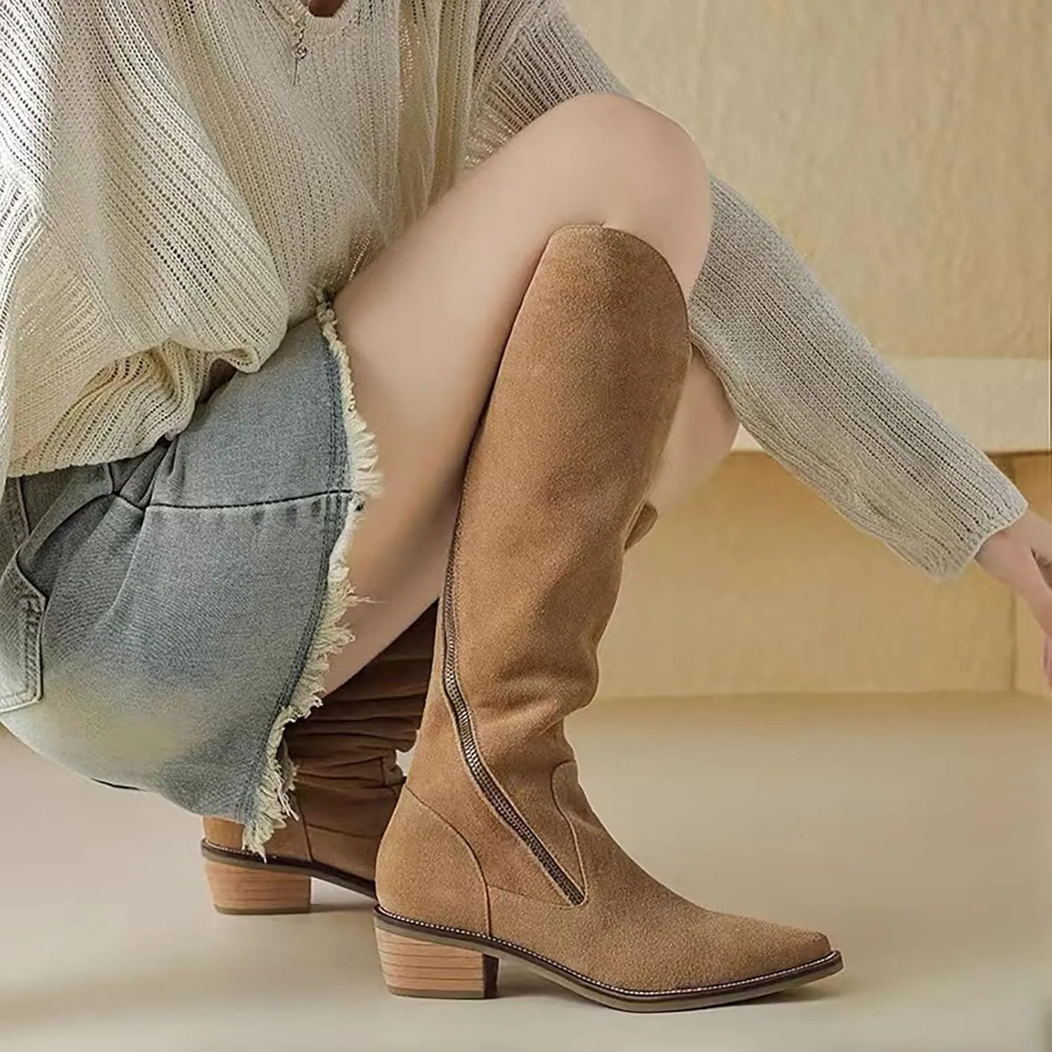 Dress Boots Women Black Womens Boots Pointed Boots for Women No Heel Booties Women'S Ankle Boots & Booties Wide Brown Boots for Women Ankle