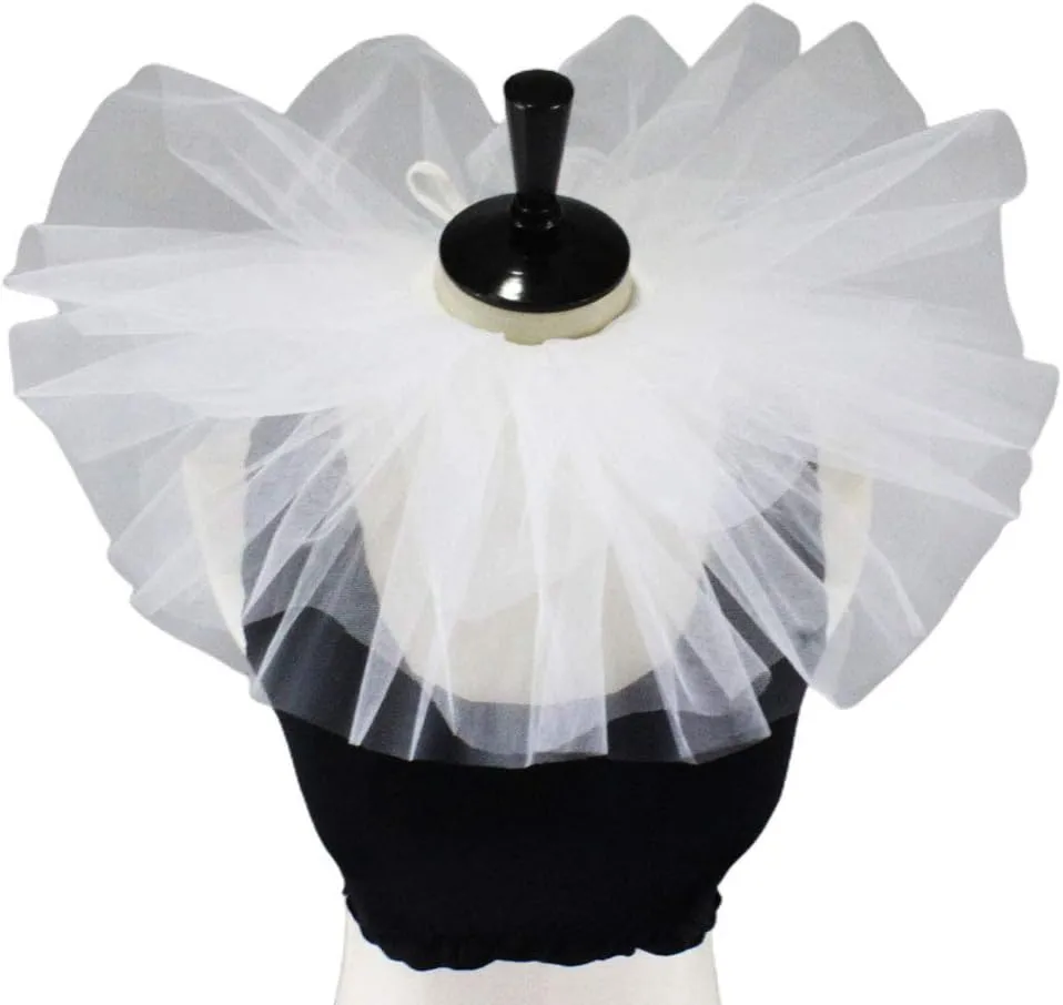 Fake Collar Vintage Mesh Neck Ruff Tulle Ruffle Collar Renaissance Halloween Cosplay Choker, 38cmx20cm, White