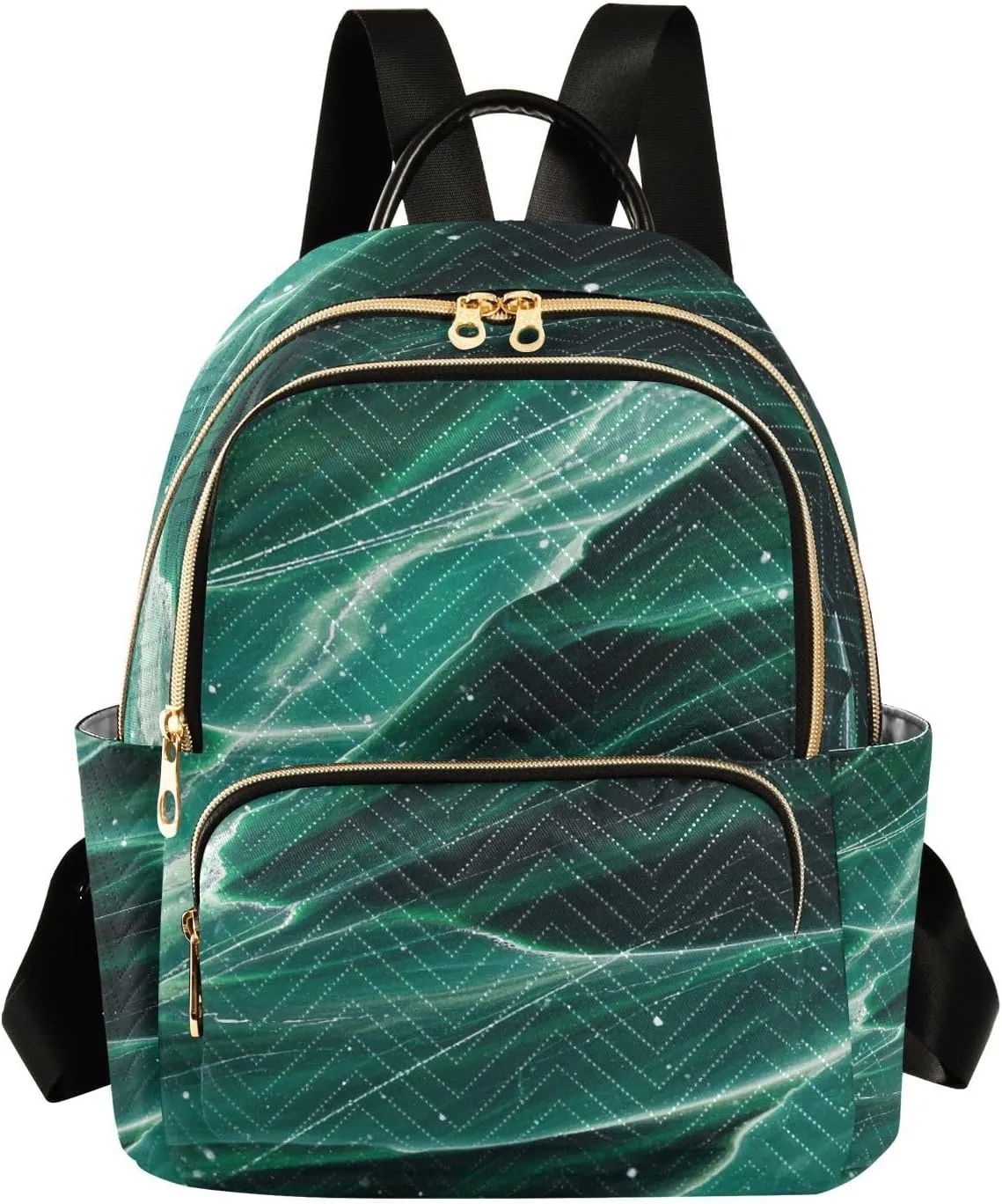Fake Glitter Marble Grain Navy Green 14 Inch Work Business school backpack backpack diaper bag for ladies,teen girls