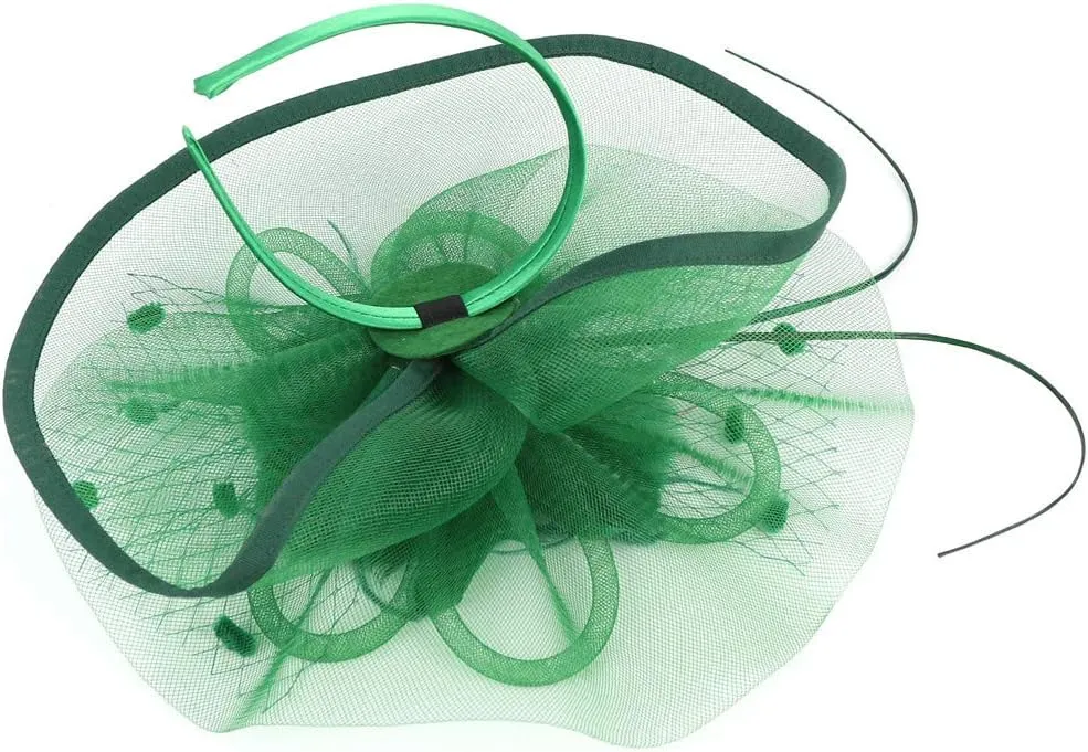 Fascinator Headband for Women 1920s Flower Mesh Feathers Fascinators Wedding Dance Party Hair Accessories