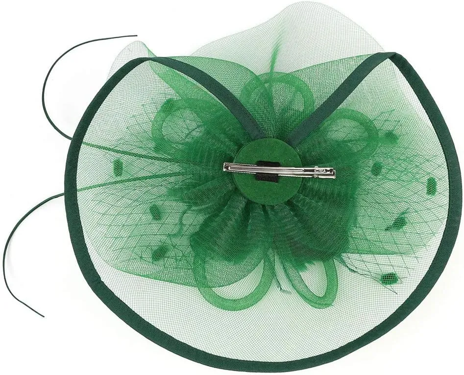 Fascinator Headband for Women 1920s Flower Mesh Feathers Fascinators Wedding Dance Party Hair Accessories