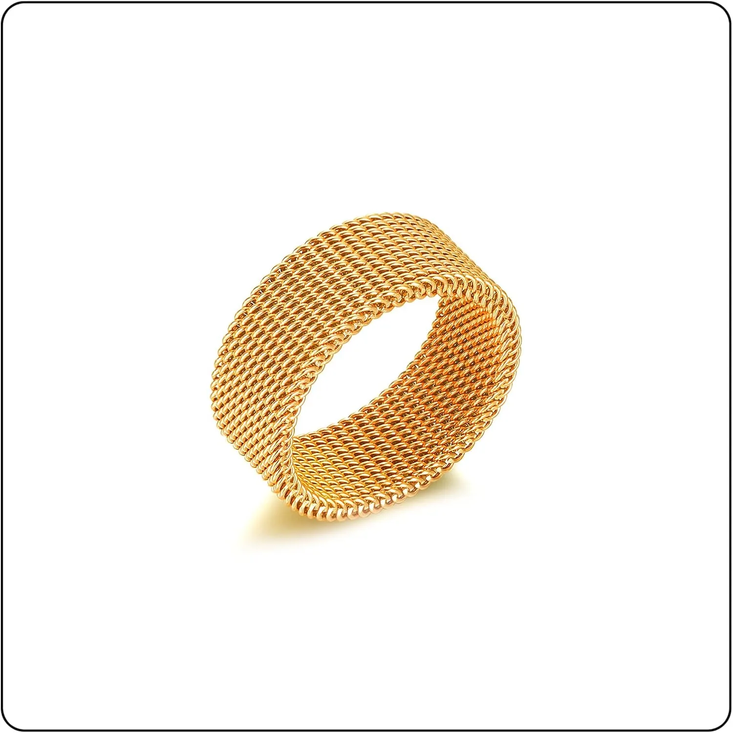 Fashion 18K Gold Stainless Steel Mesh Band Ring