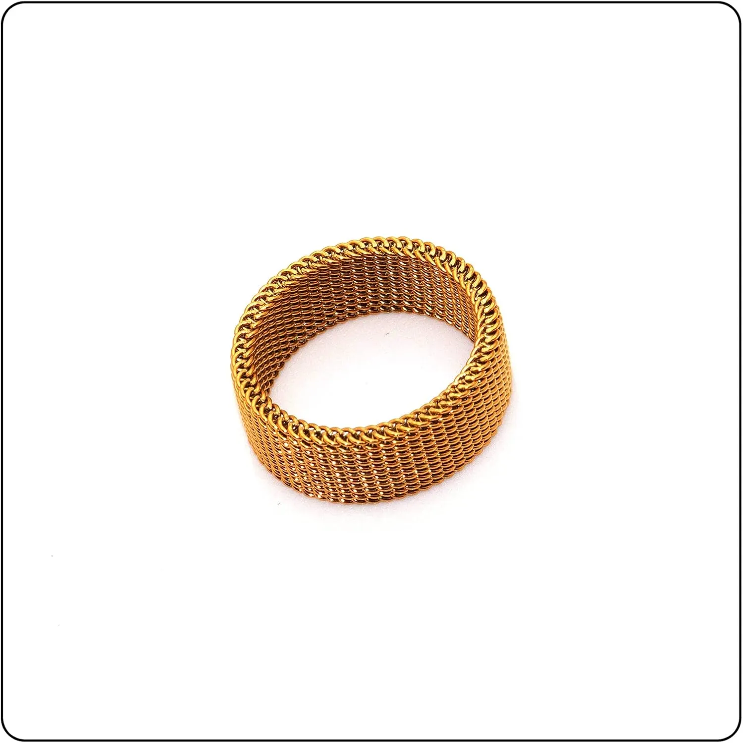 Fashion 18K Gold Stainless Steel Mesh Band Ring