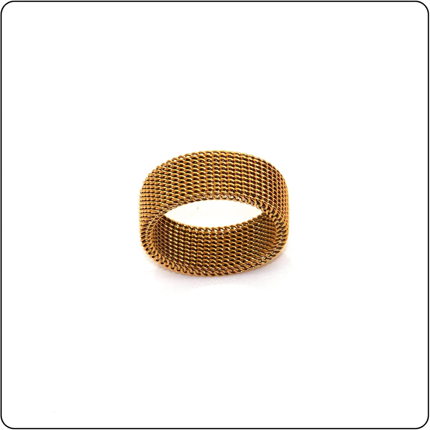 Fashion 18K Gold Stainless Steel Mesh Band Ring