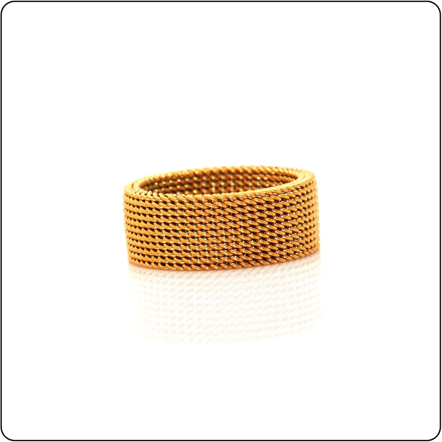 Fashion 18K Gold Stainless Steel Mesh Band Ring