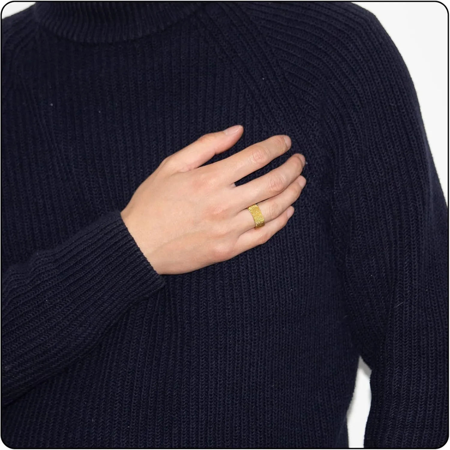 Fashion 18K Gold Stainless Steel Mesh Band Ring