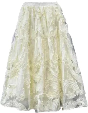 Fashion Maxi Skirt Women Floral Patchwork Elegant Skirts A-Line High Waist Skirt Pleated A-Line Swing Midi Skirt