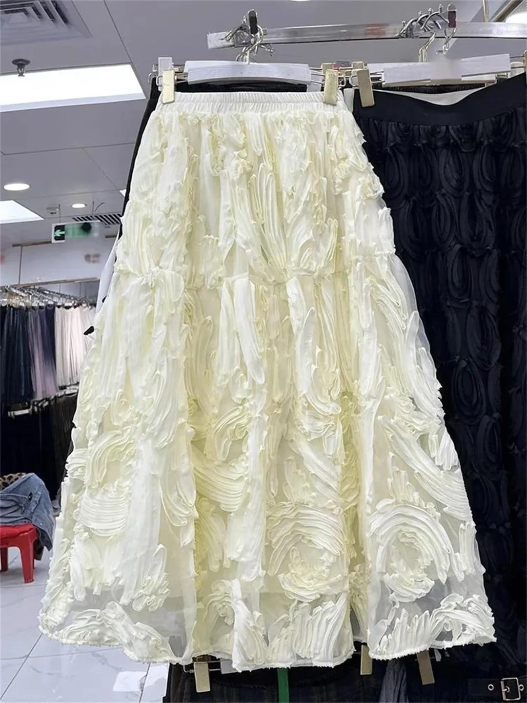 Fashion Maxi Skirt Women Floral Patchwork Elegant Skirts A-Line High Waist Skirt Pleated A-Line Swing Midi Skirt