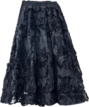 Fashion Maxi Skirt Women Floral Patchwork Elegant Skirts A-Line High Waist Skirt Pleated A-Line Swing Midi Skirt