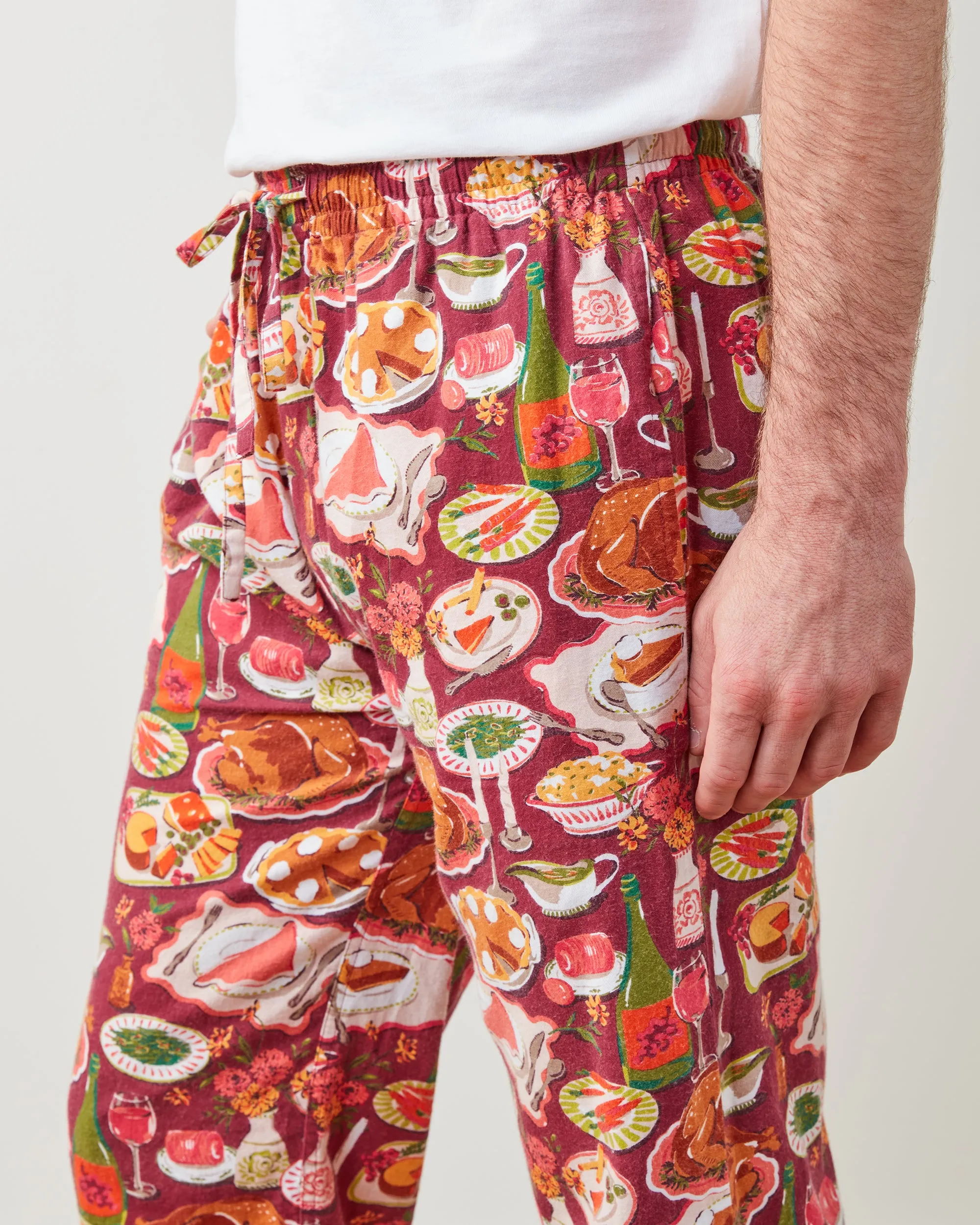Festive Feast - Men's Lightweight Flannel PJ Pants - Cranberry Sauce