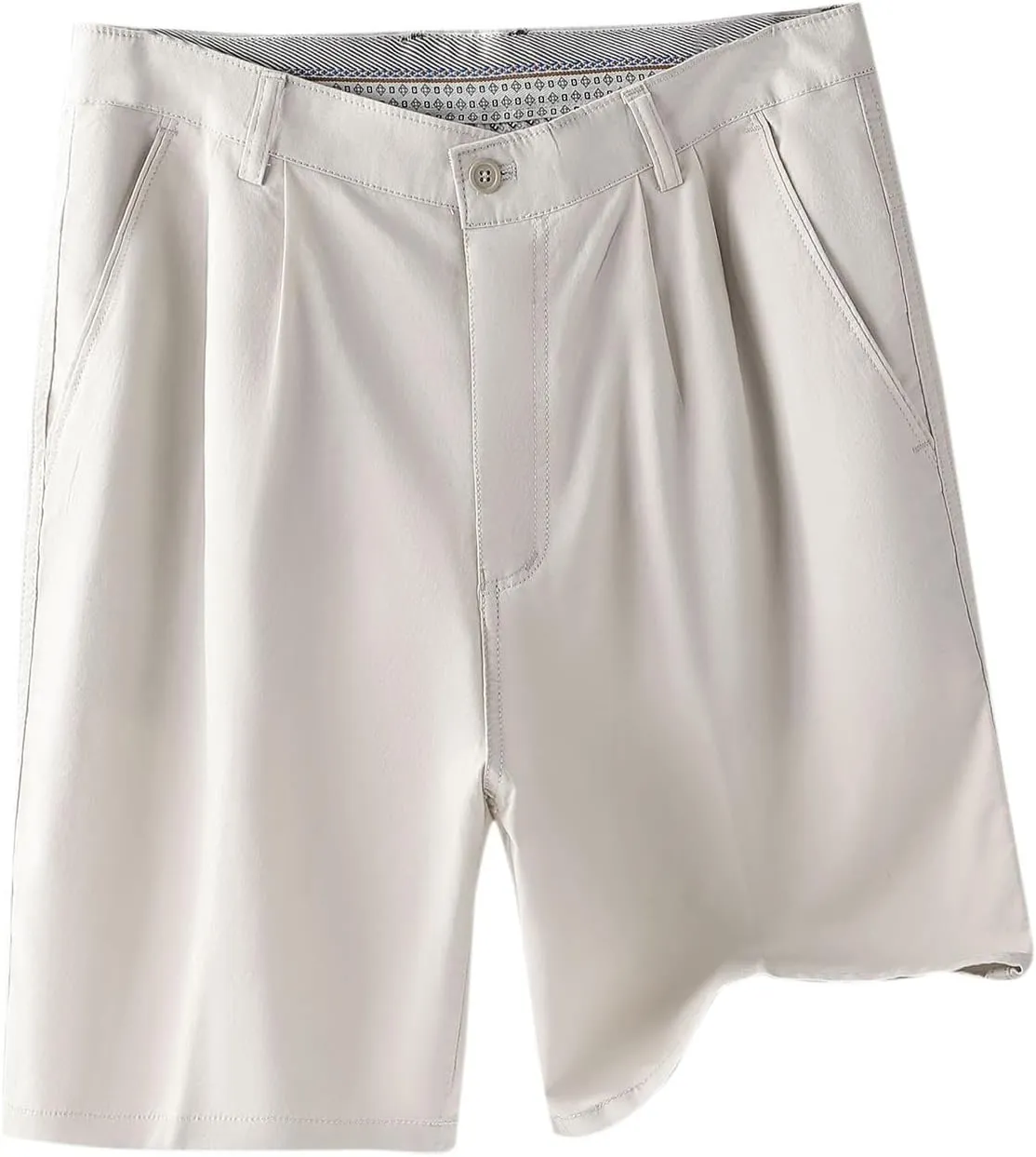 Finelylove Mens Dress Shorts Summer Pleated Front Cotton Twill Chino Golf Shorts Business Casual Work Shorts with Pockets