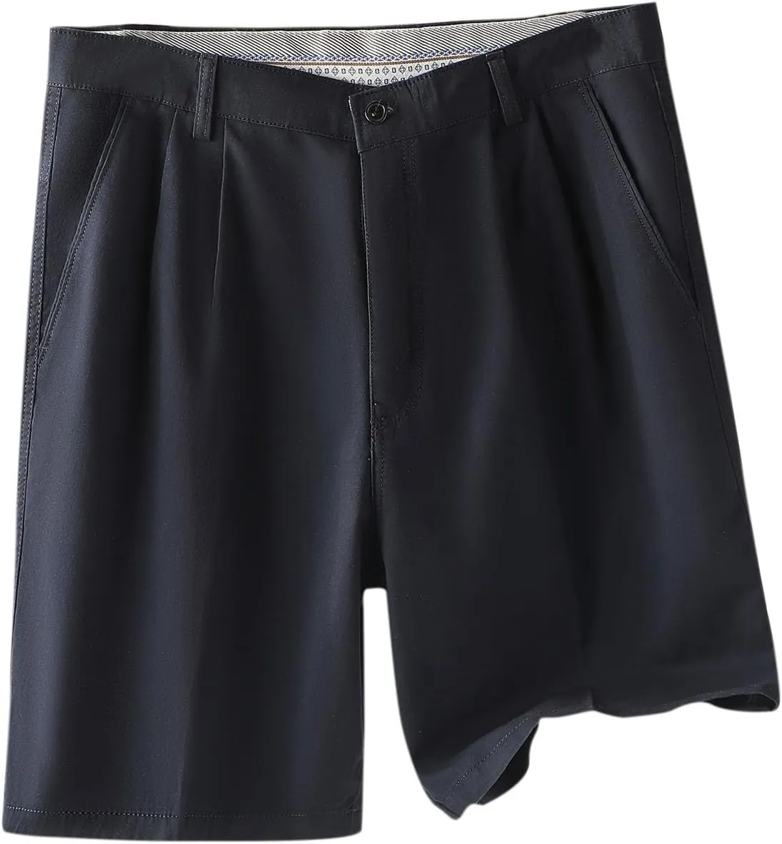 Finelylove Mens Dress Shorts Summer Pleated Front Cotton Twill Chino Golf Shorts Business Casual Work Shorts with Pockets