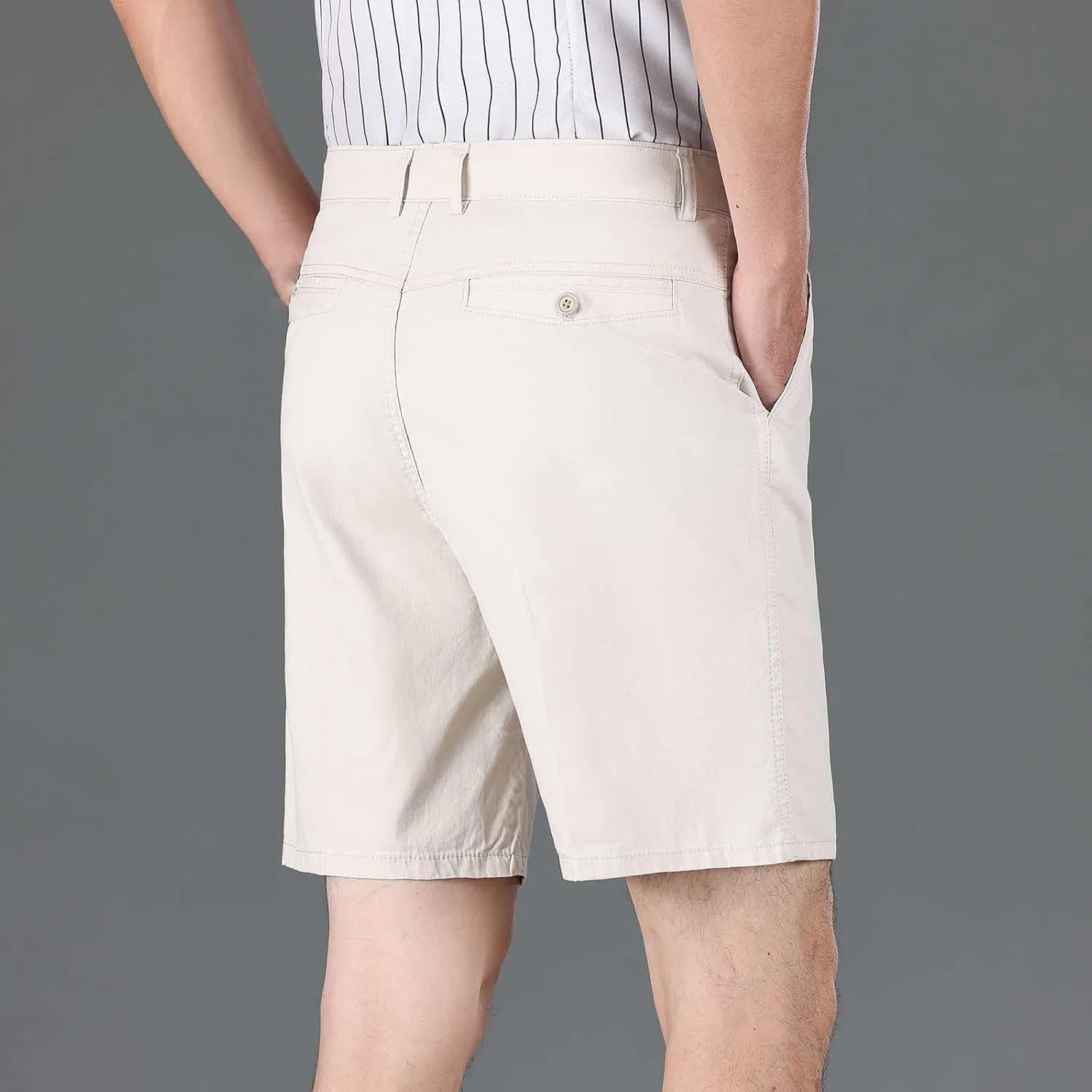 Finelylove Mens Dress Shorts Summer Pleated Front Cotton Twill Chino Golf Shorts Business Casual Work Shorts with Pockets