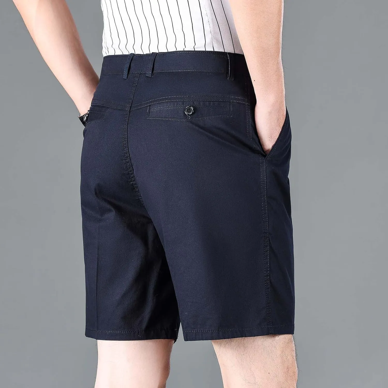 Finelylove Mens Dress Shorts Summer Pleated Front Cotton Twill Chino Golf Shorts Business Casual Work Shorts with Pockets