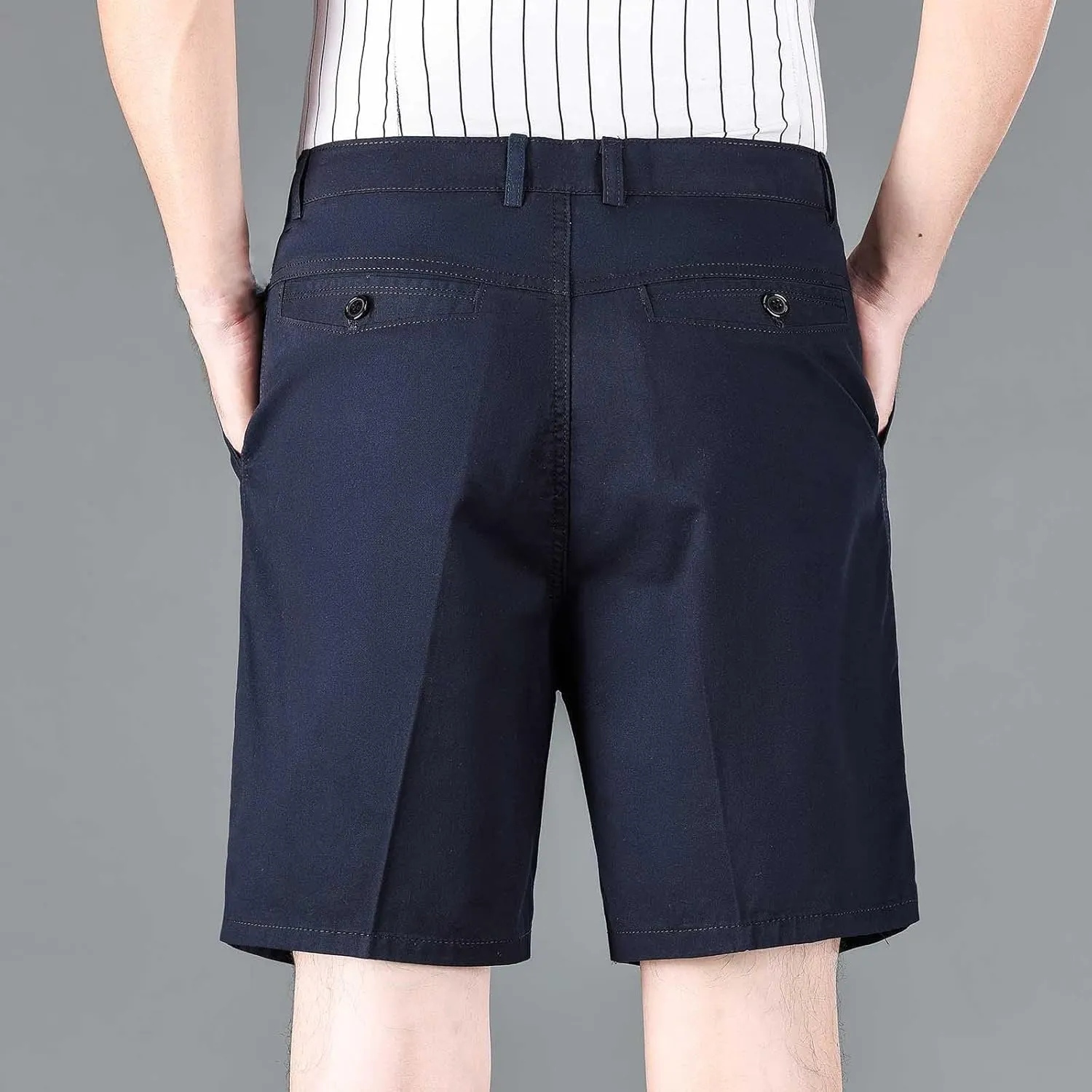 Finelylove Mens Dress Shorts Summer Pleated Front Cotton Twill Chino Golf Shorts Business Casual Work Shorts with Pockets