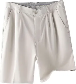 Finelylove Mens Dress Shorts Summer Pleated Front Cotton Twill Chino Golf Shorts Business Casual Work Shorts with Pockets