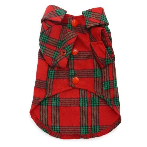 Flannel Button Down Shirt in Red & Green