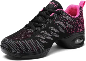 FLIOZY Women's Jazz Shoes Lace-up Platform Air Cushion Dance Shoes Breathable Athletic Fitness Yoga Walking Sneaker