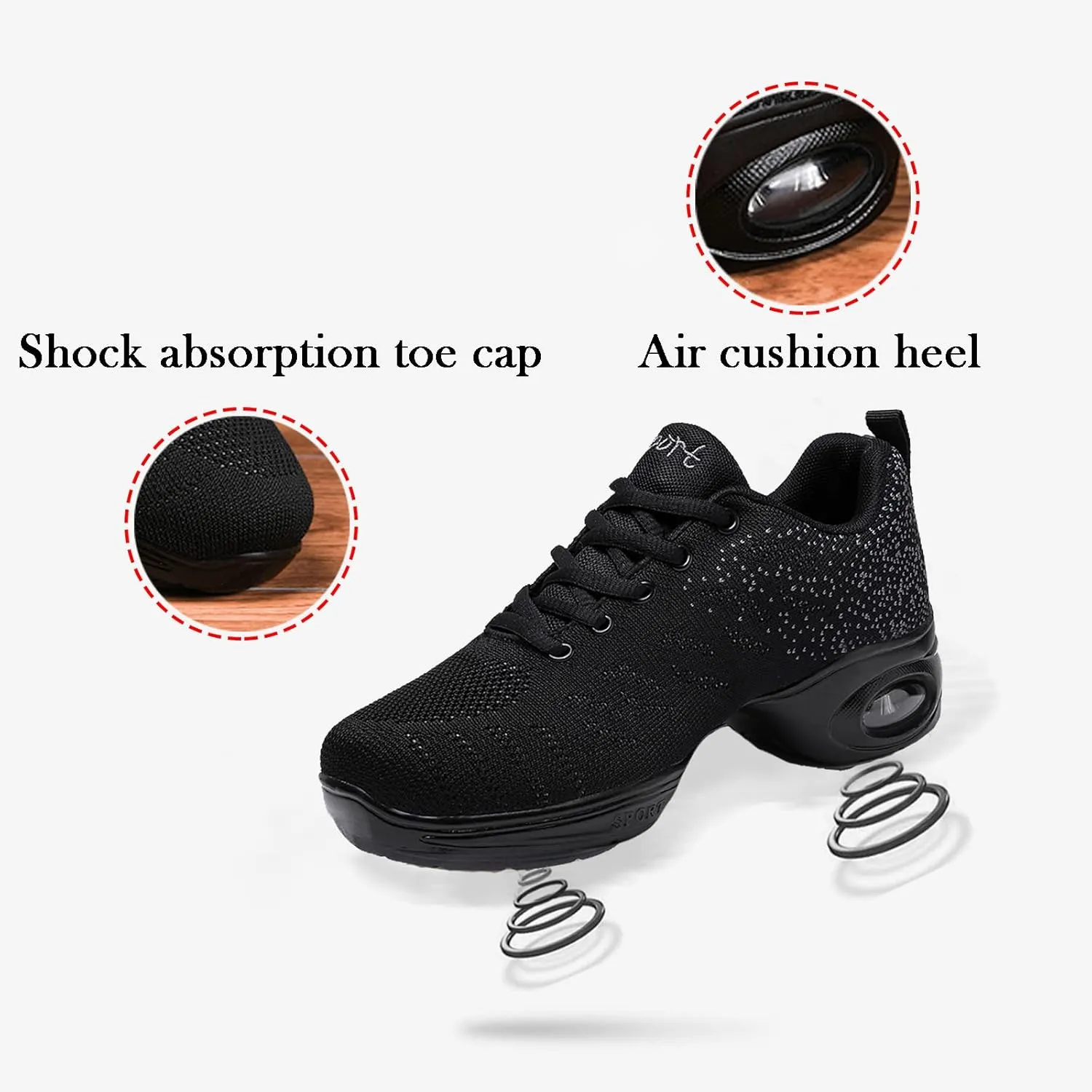 FLIOZY Women's Jazz Shoes Lace-up Platform Air Cushion Dance Shoes Breathable Athletic Fitness Yoga Walking Sneaker