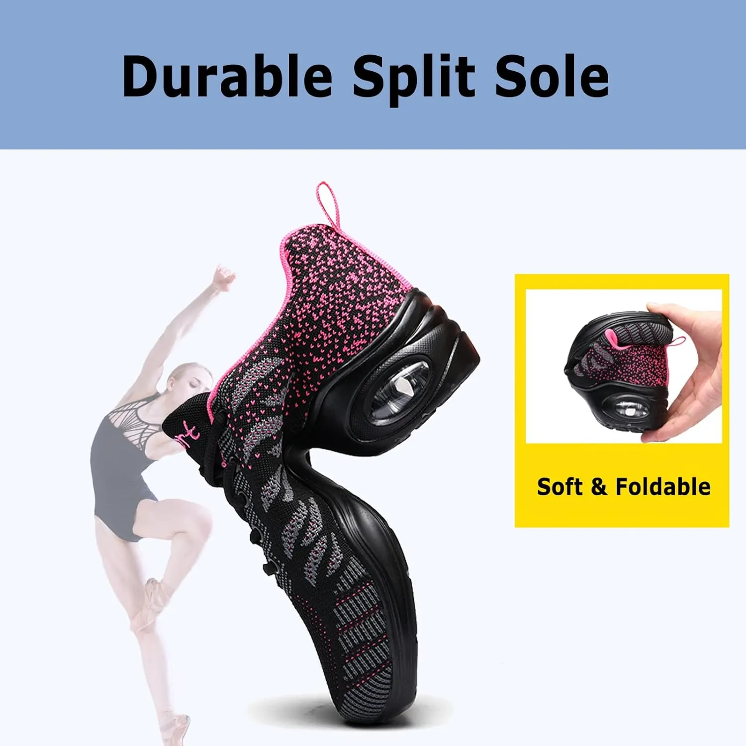 FLIOZY Women's Jazz Shoes Lace-up Platform Air Cushion Dance Shoes Breathable Athletic Fitness Yoga Walking Sneaker