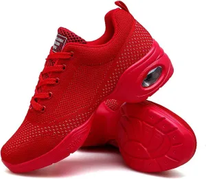 FLIOZY Women's Jazz Shoes Lace-up Platform Air Cushion Dance Shoes Breathable Athletic Fitness Yoga Walking Sneaker