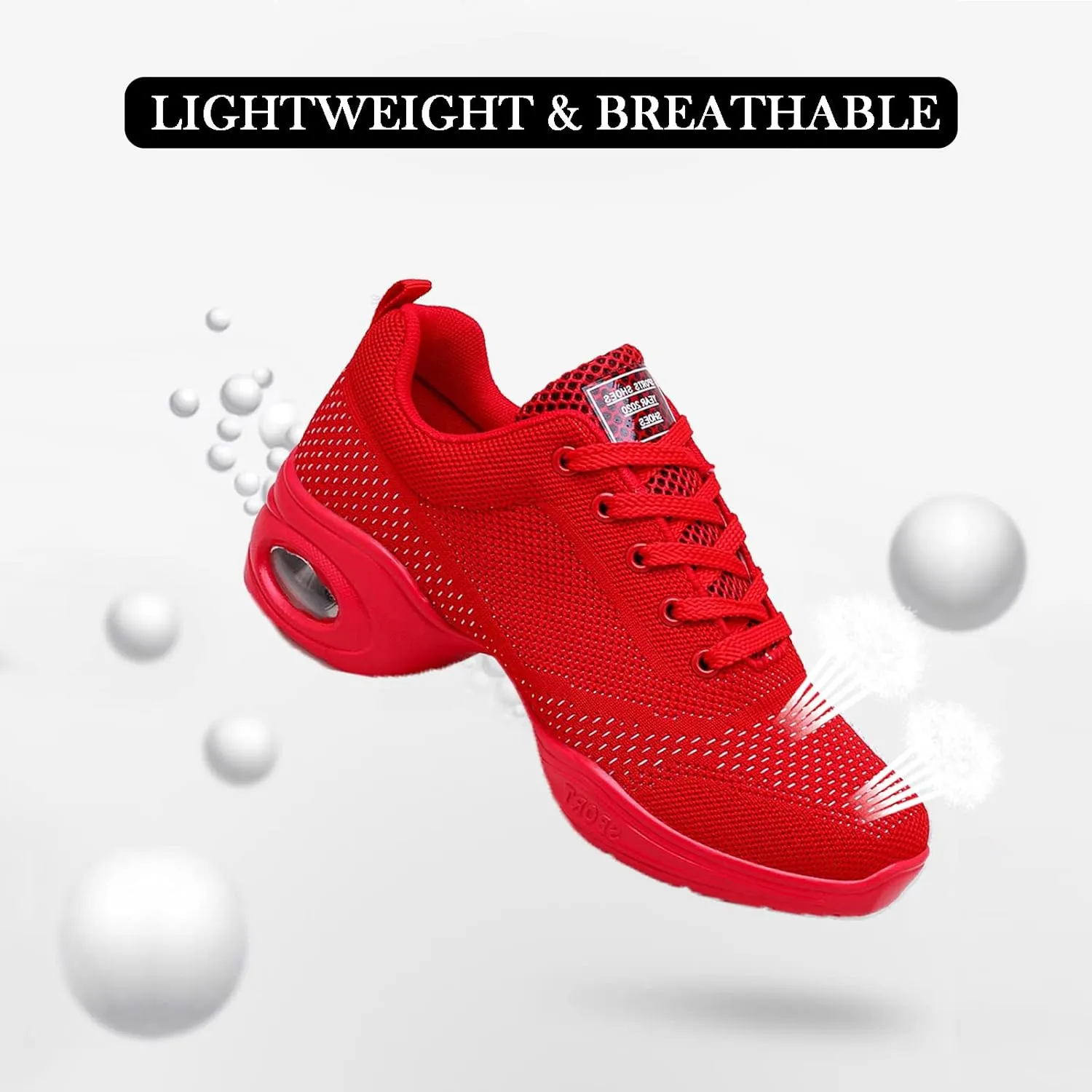 FLIOZY Women's Jazz Shoes Lace-up Platform Air Cushion Dance Shoes Breathable Athletic Fitness Yoga Walking Sneaker