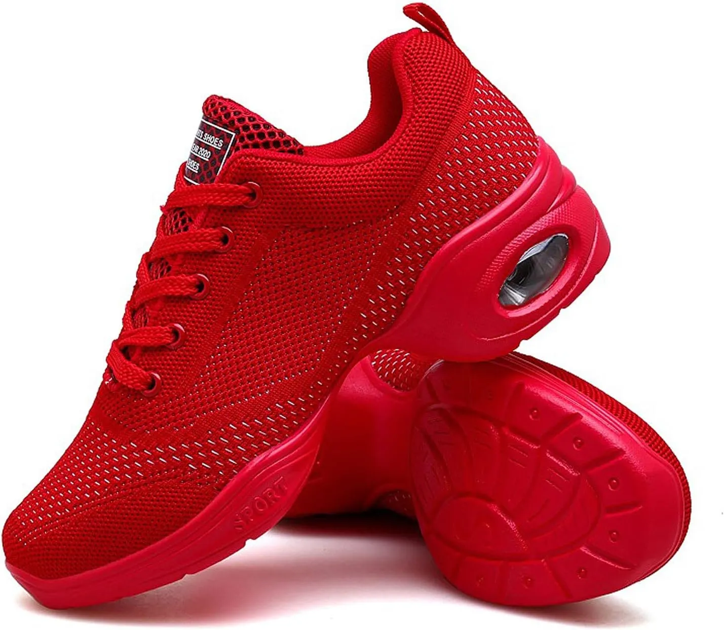 FLIOZY Women's Jazz Shoes Lace-up Platform Air Cushion Dance Shoes Breathable Athletic Fitness Yoga Walking Sneaker