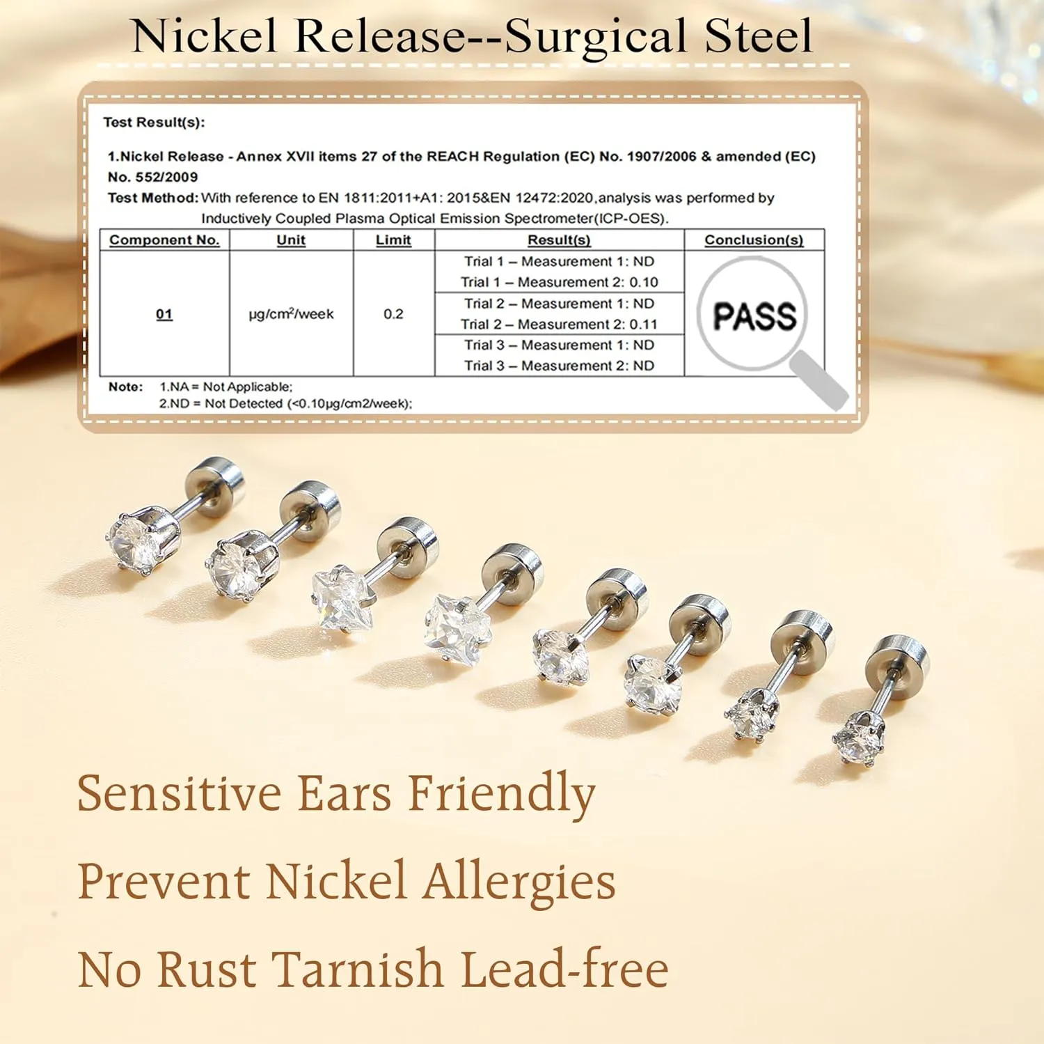 Florideco Small Hypoallergenic Flat Back Stud Earrings for Women Men 14K Gold Plated Surgical Stainless Steel Earrings Tiny Stud Earring Screw Back Cartilage Earring Set for Multiple Piercing