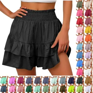Flowy Shorts for Women Casual Boho Floral Skorts Ruffle Mini Skirts Running Tennis Butterfly Shorts Skorts Shorts