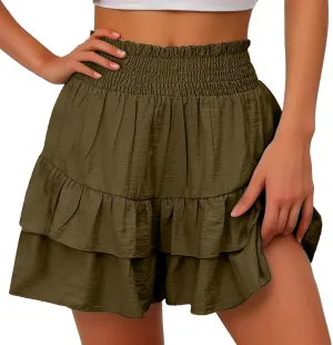 Flowy Shorts for Women Casual Boho Floral Skorts Ruffle Mini Skirts Running Tennis Butterfly Shorts Skorts Shorts