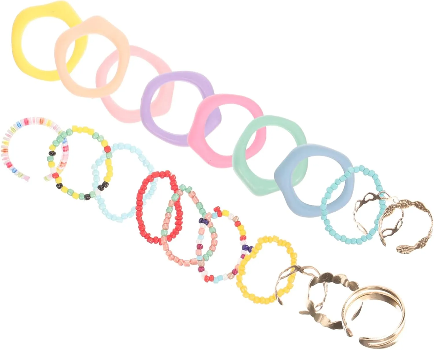 FRCOLOR 20Pcs Colorful Resin Finger Ring for Women Cute Summer Rings for Daily Wear and Special Occasions