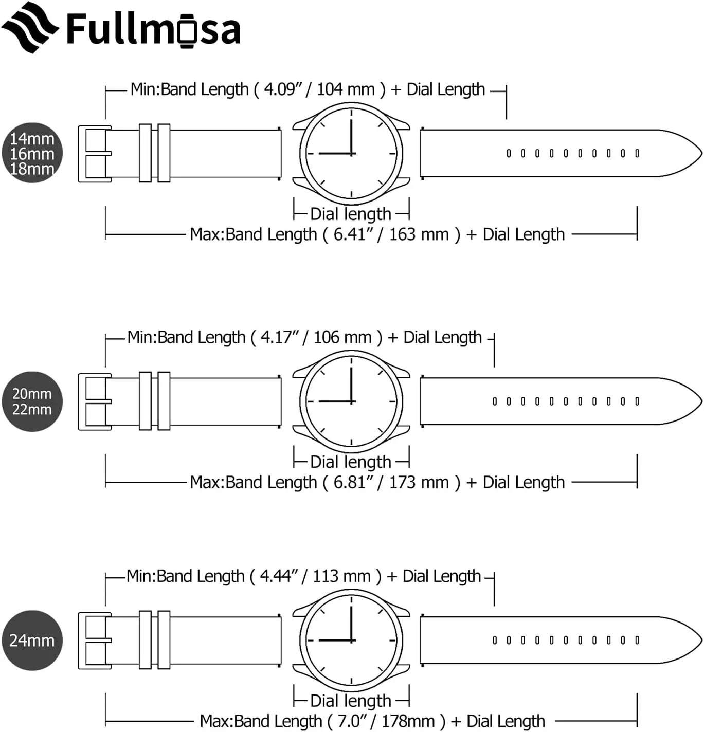 Fullmosa Quick Release Leather Watch Bands for Men Women- 14mm Watch Strap Replacement Wristband,Dark Blue Silver Buckle