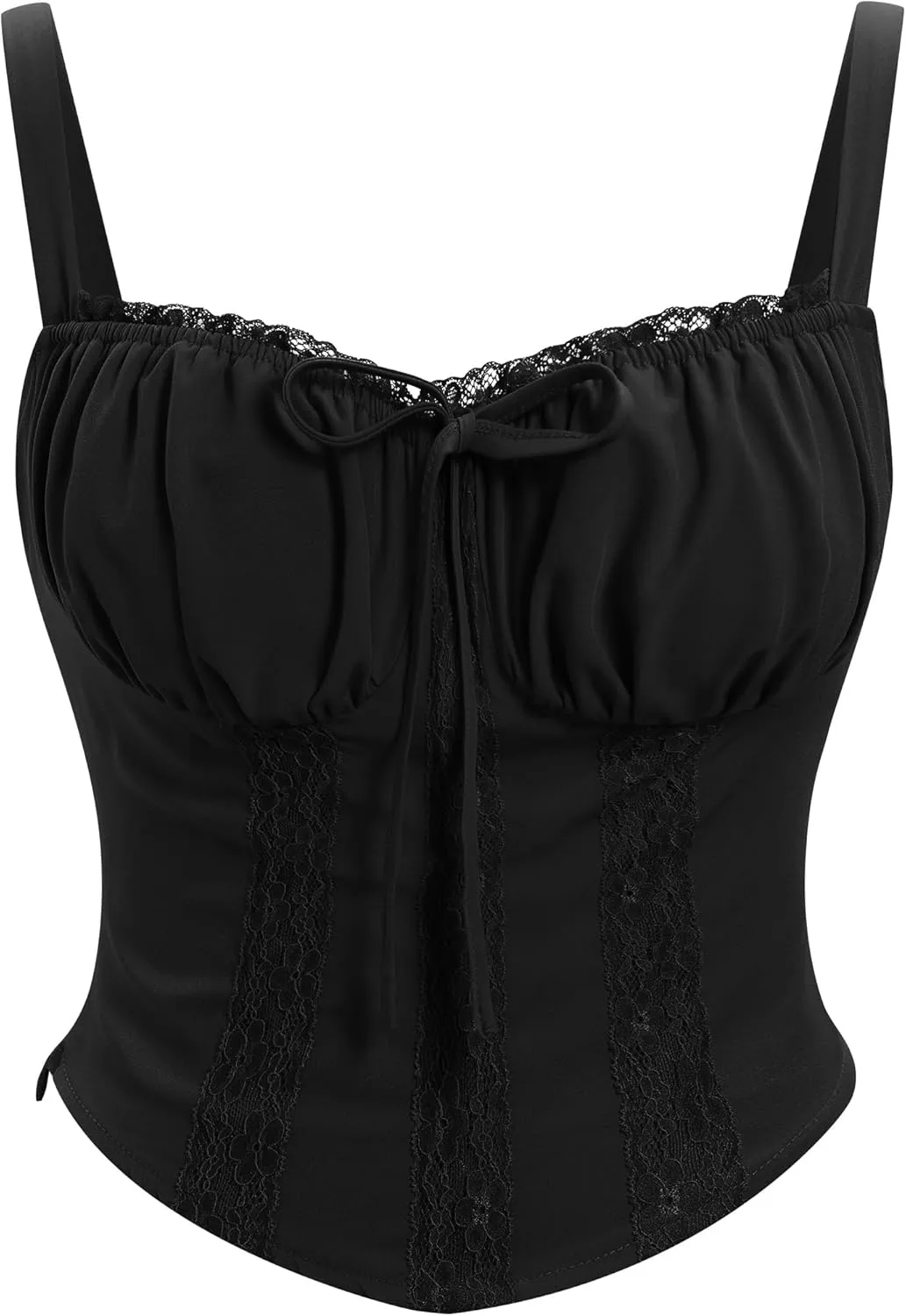 FYMNSI Women Corset Lace Up Cami Crop Top Sexy Slim Bodyshaper Bustier Tees Shirt Blouse Spaghetti Strap Backless Summer Tops
