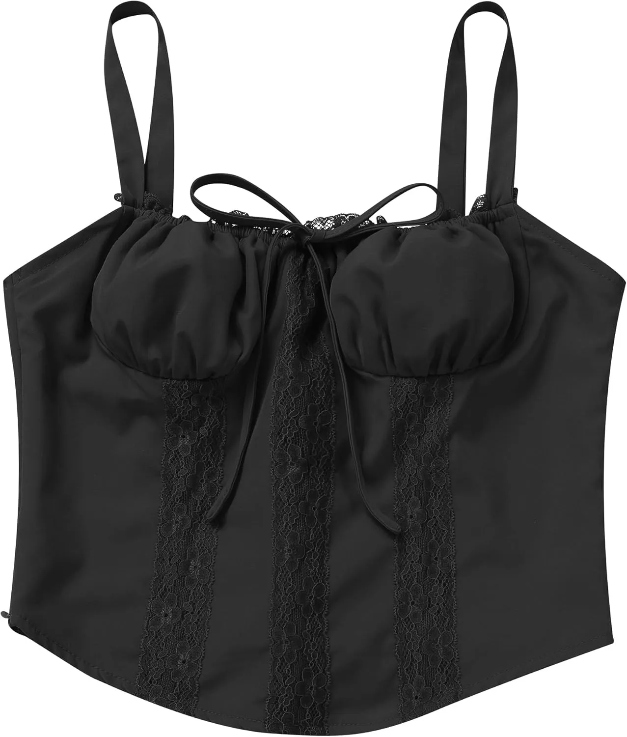 FYMNSI Women Corset Lace Up Cami Crop Top Sexy Slim Bodyshaper Bustier Tees Shirt Blouse Spaghetti Strap Backless Summer Tops