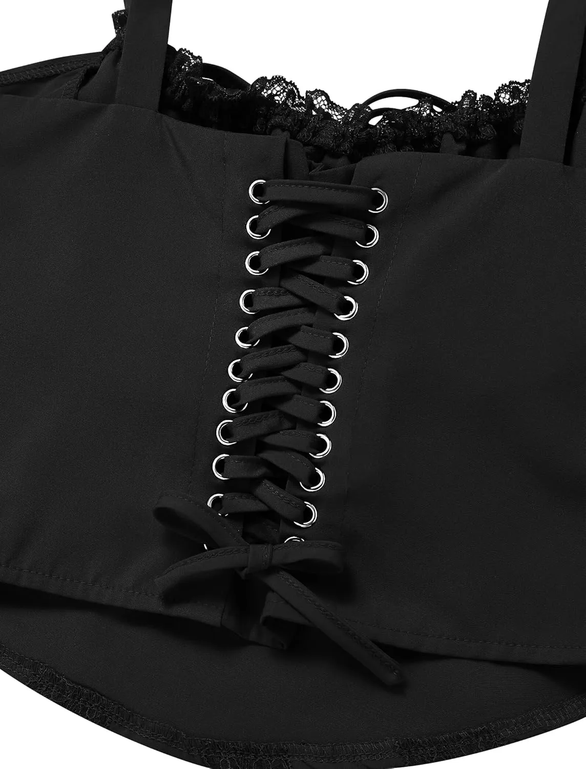 FYMNSI Women Corset Lace Up Cami Crop Top Sexy Slim Bodyshaper Bustier Tees Shirt Blouse Spaghetti Strap Backless Summer Tops