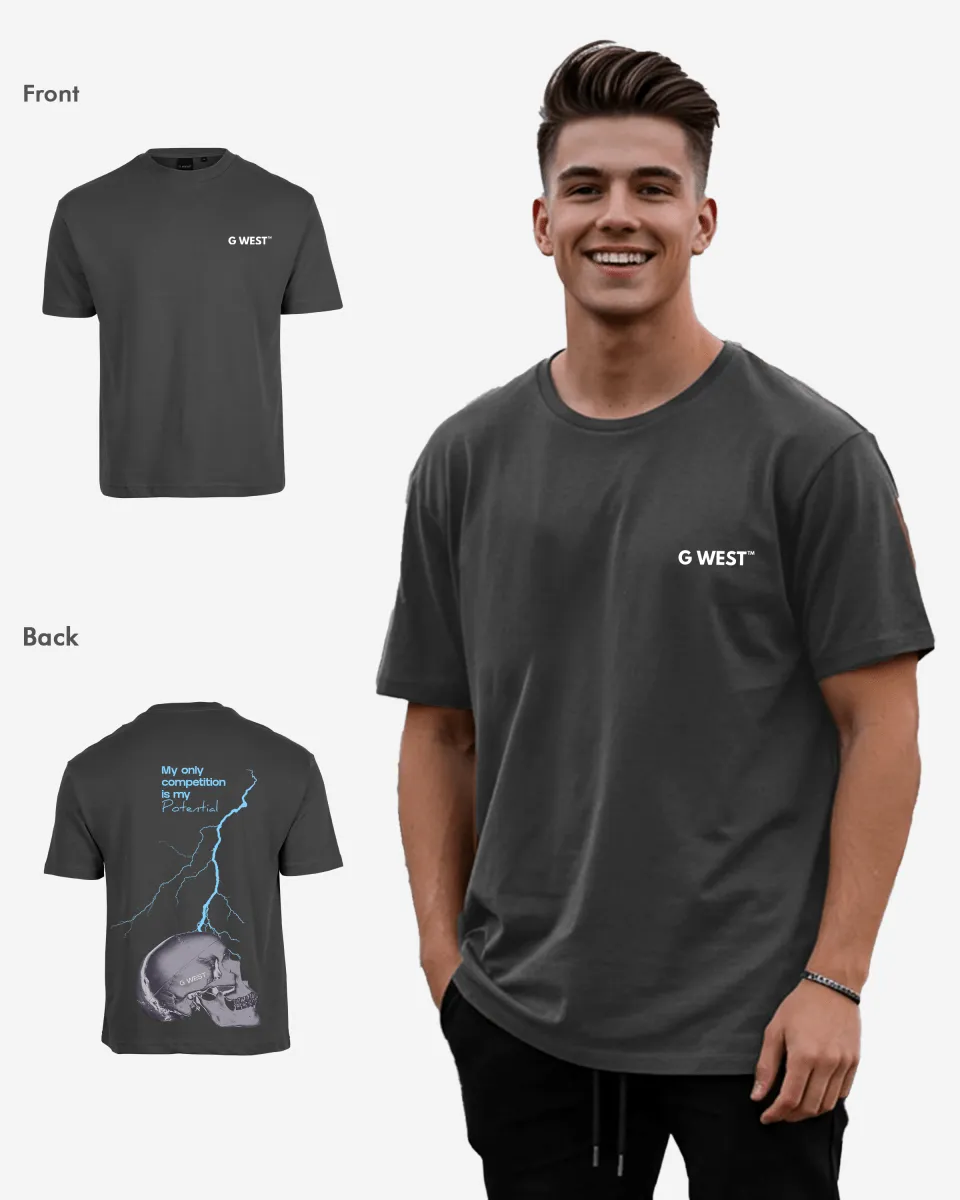 G West Oversized Lighting Skull Tee