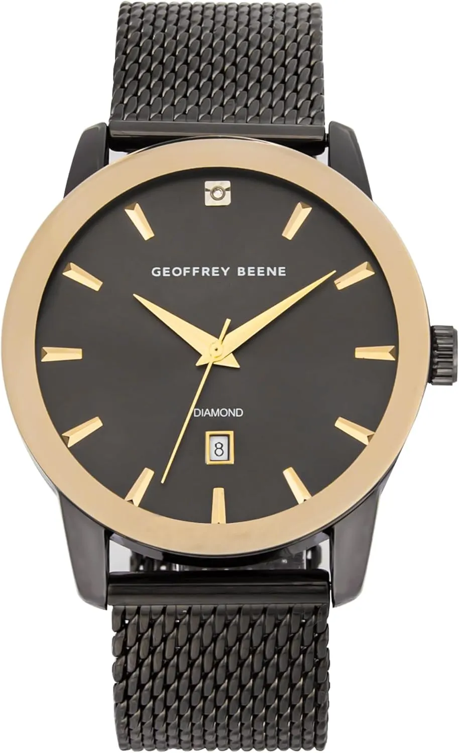 Geoffrey Beene Mens Watch - Stainless Steel Mesh Band Quartz Movement Analog Watch for Men, Gift for Men, Formal or Business Casual Minimalist Wrist Watches 42mm