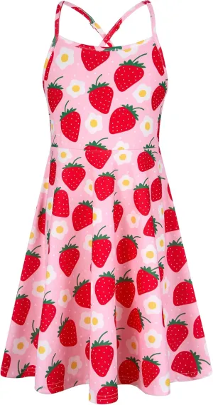 Girls Summer Sundress Adjustable Strap Cami Dress Spaghetti Strap Dresses Size 4-13