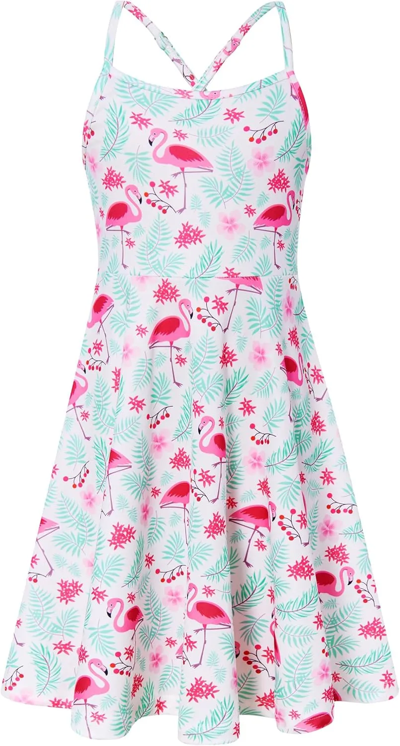 Girls Summer Sundress Adjustable Strap Cami Dress Spaghetti Strap Dresses Size 4-13