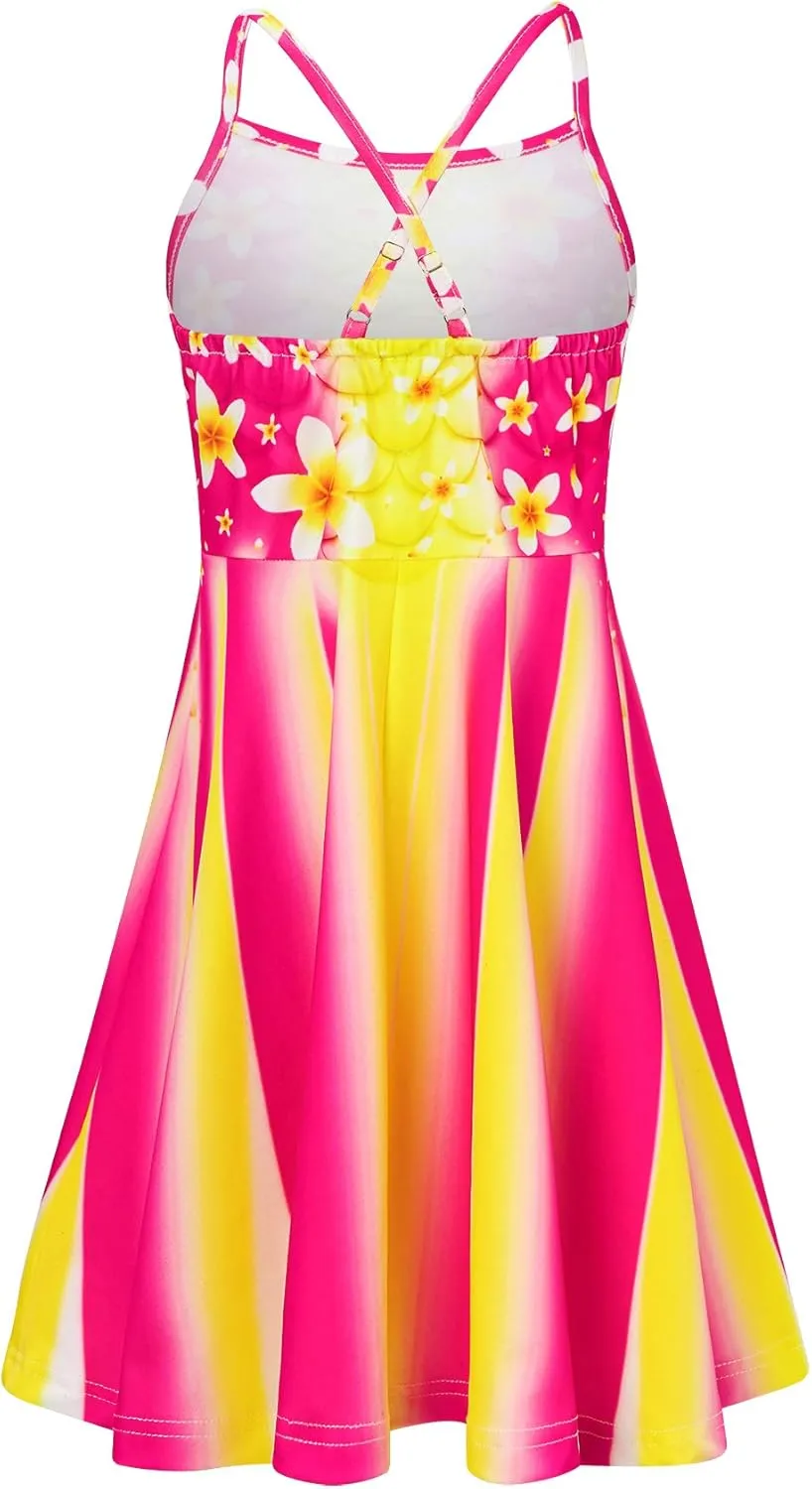 Girls Summer Sundress Adjustable Strap Cami Dress Spaghetti Strap Dresses Size 4-13